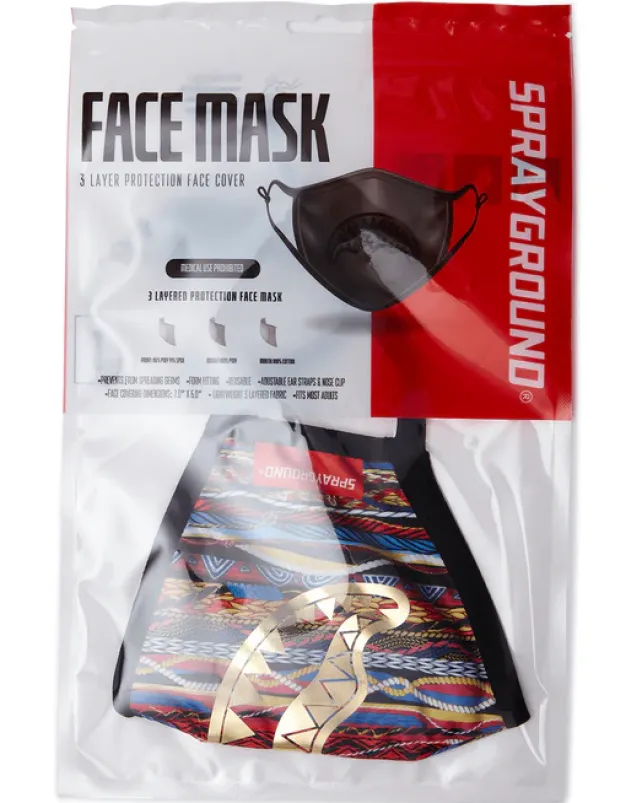 FACE MASKS>SPRAYGROUND 1994 GOLD METALLIC SHARK POLYESTER FACE MASK