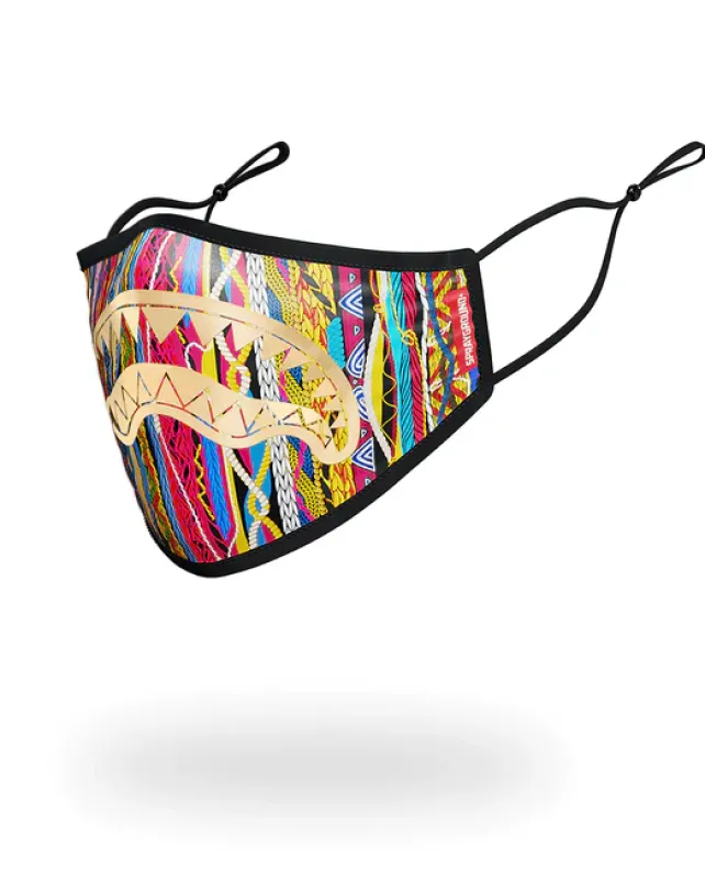 FACE MASKS>SPRAYGROUND 1994 GOLD METALLIC SHARK POLYESTER FACE MASK