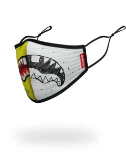 FACE MASKS>SPRAYGROUND ADULT DOODLEBOB SPLIT SHARK FORM FITTING FACE-COVERING