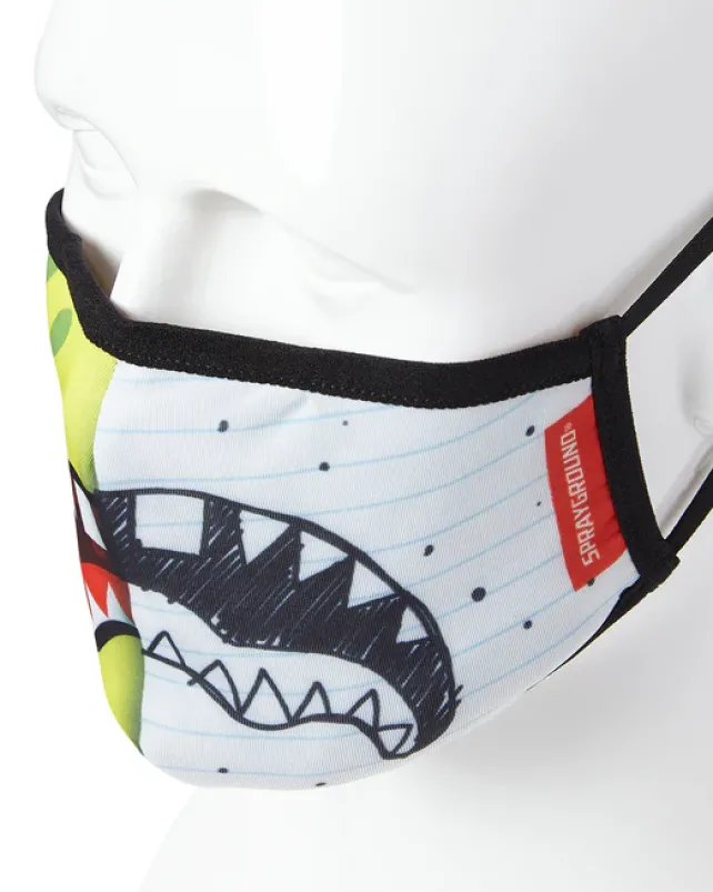 FACE MASKS>SPRAYGROUND ADULT DOODLEBOB SPLIT SHARK FORM FITTING FACE-COVERING