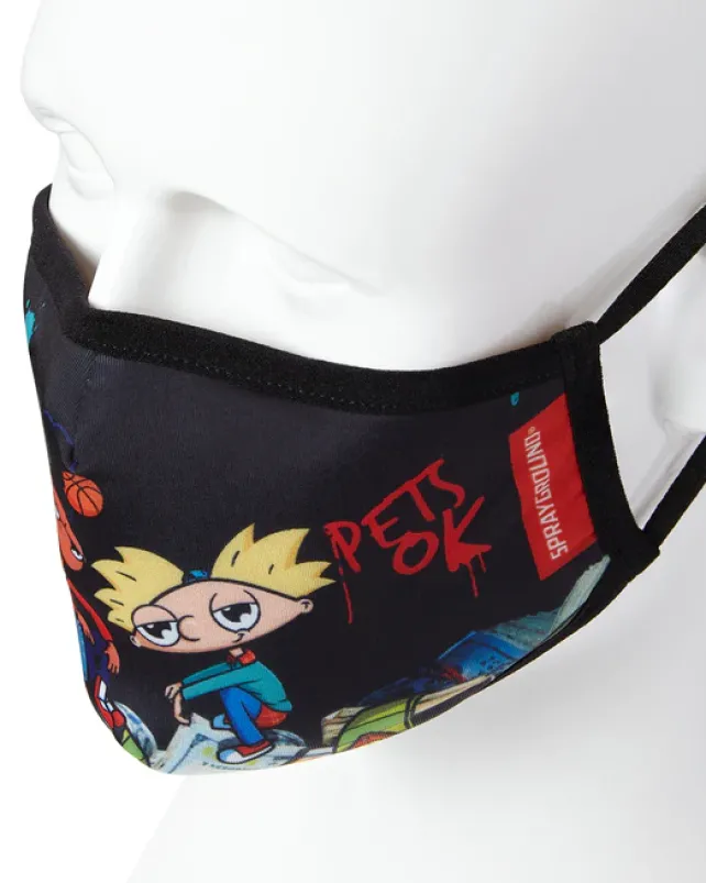 FACE MASKS>SPRAYGROUND ADULT HEY ARNOLD MONEY STACKS FORM FITTING FACE-COVERING
