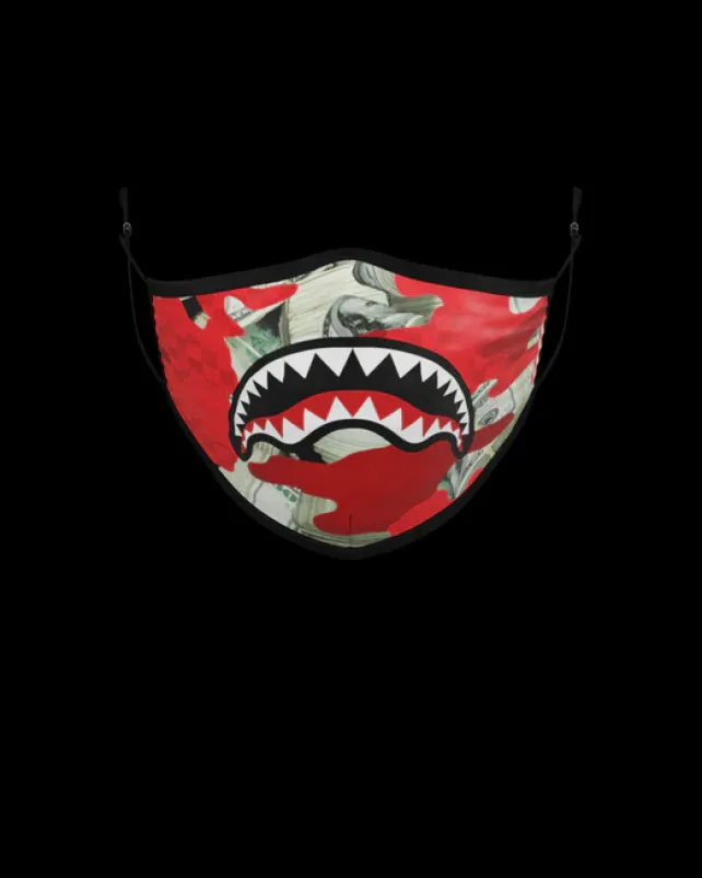 FACE MASKS>SPRAYGROUND ADULT MONEY CAMO (RED) FORM-FITTING FACE MASK