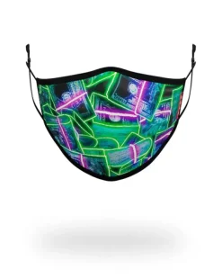 FACE MASKS>SPRAYGROUND ADULT NEON MONEY FORM FITTING FACE MASK