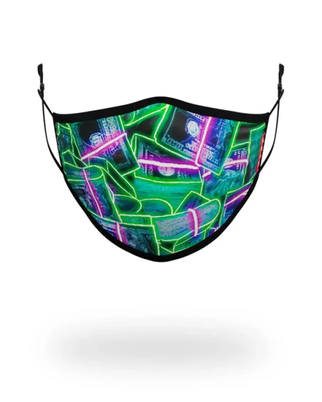 FACE MASKS>SPRAYGROUND ADULT NEON MONEY FORM FITTING FACE MASK