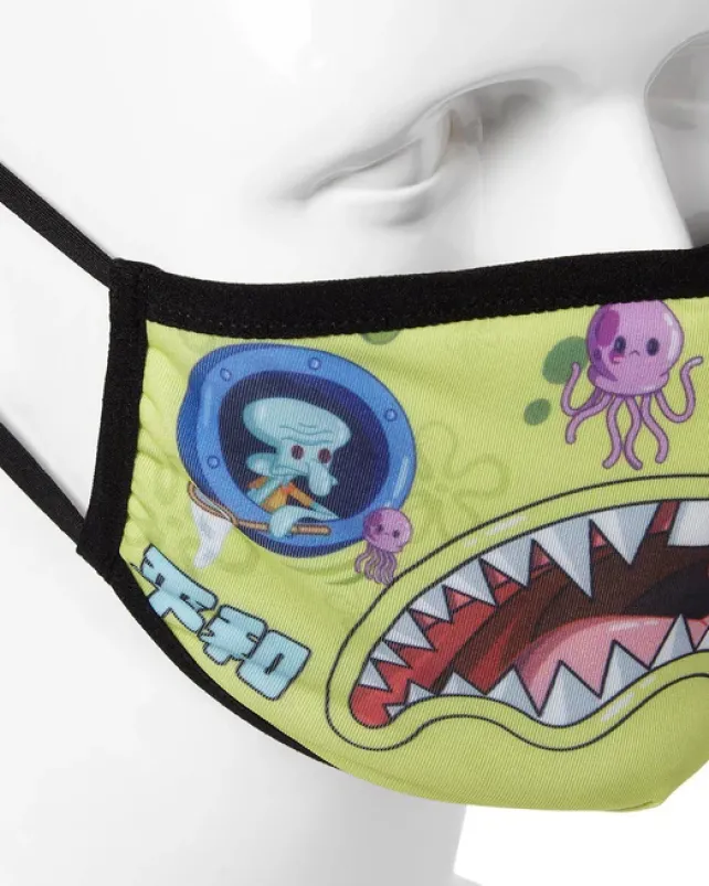 FACE MASKS>SPRAYGROUND ADULT SPONGEBOB JAPAN SHARK FORM FITTING FACE-COVERING