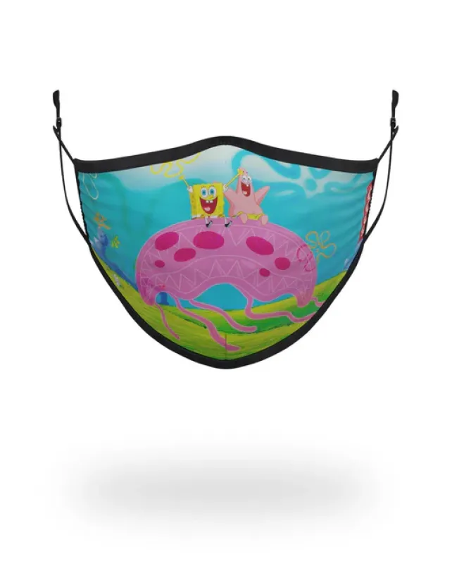 FACE MASKS>SPRAYGROUND ADULT SPONGEBOB JELLY SHARK FORM FITTING FACE-COVERING