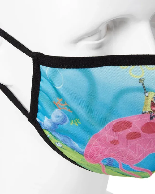 FACE MASKS>SPRAYGROUND ADULT SPONGEBOB JELLY SHARK FORM FITTING FACE-COVERING