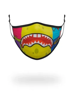 FACE MASKS>SPRAYGROUND ADULT SPONGEBOB OG SHARK FORM FITTING FACE-COVERING