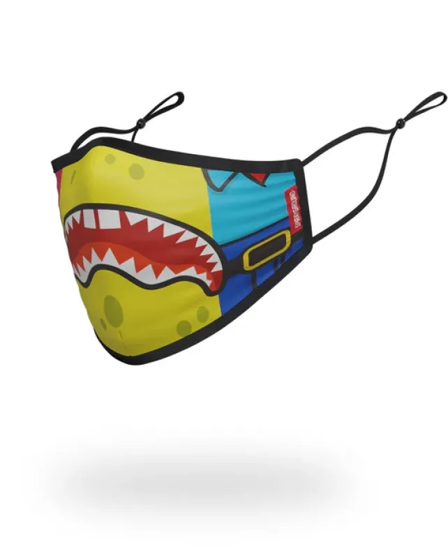 FACE MASKS>SPRAYGROUND ADULT SPONGEBOB OG SHARK FORM FITTING FACE-COVERING