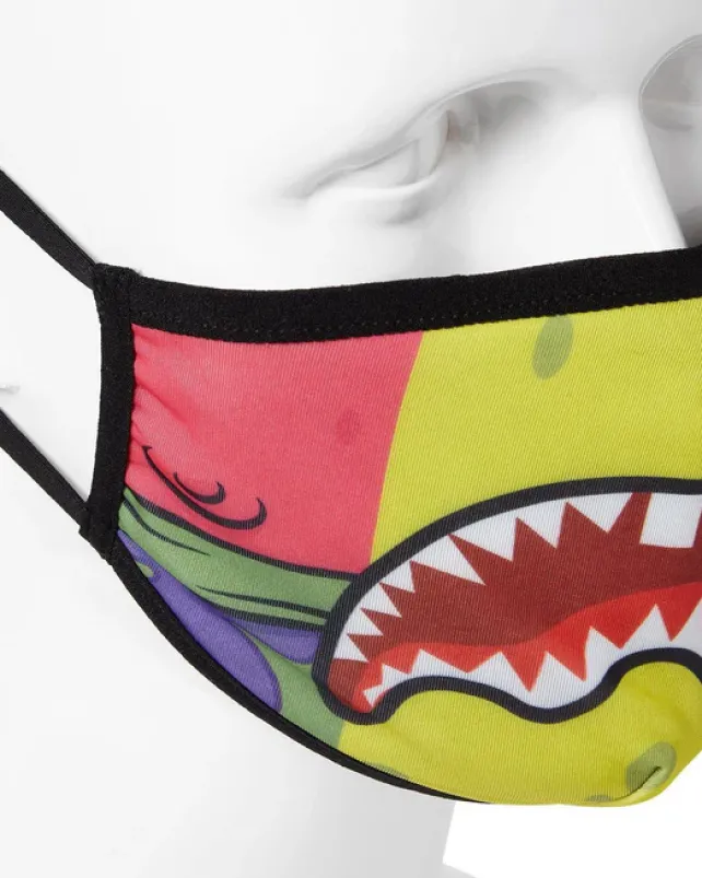 FACE MASKS>SPRAYGROUND ADULT SPONGEBOB OG SHARK FORM FITTING FACE-COVERING