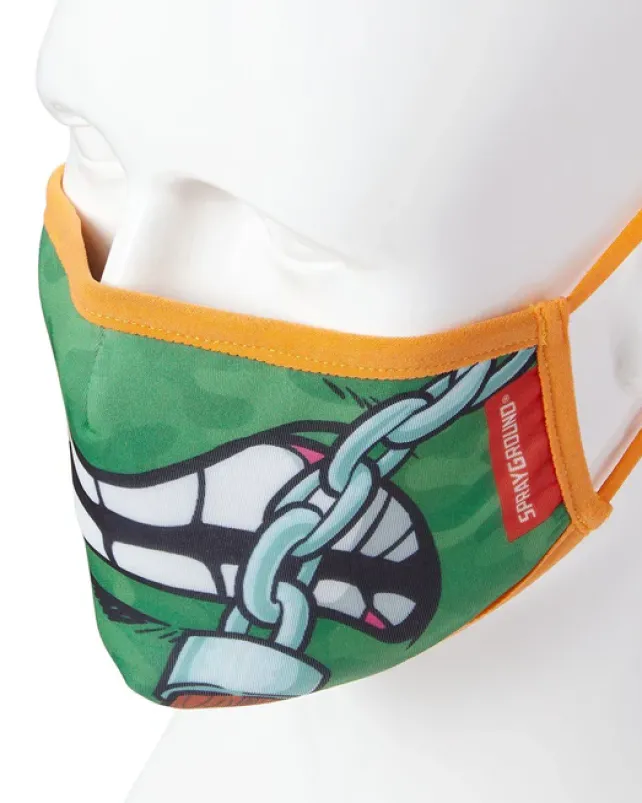 FACE MASKS>SPRAYGROUND ADULT TMNT: MICHELANGELO SHARK FORM FITTING FACE-COVERING