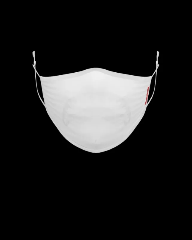 FACE MASKS>SPRAYGROUND ADULT WHITE ON WHITE SHARK FORM-FITTING FACE MASK