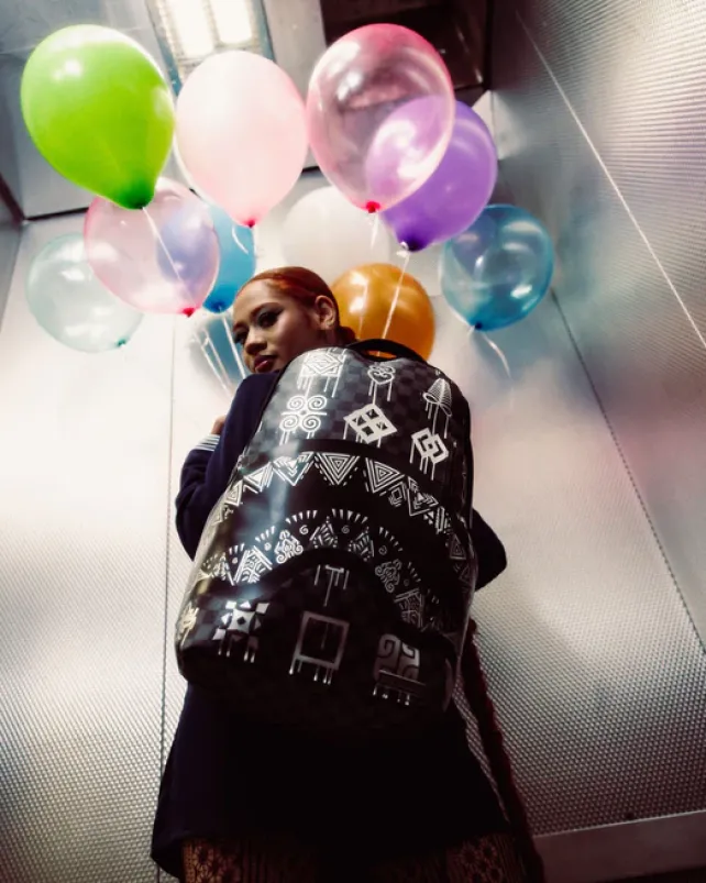 BACKPACKS>SPRAYGROUND AFRICAN INTELLIGENCE 9 POWER GLYPHICS BACKPACK - SANDFLOWER COLLAB