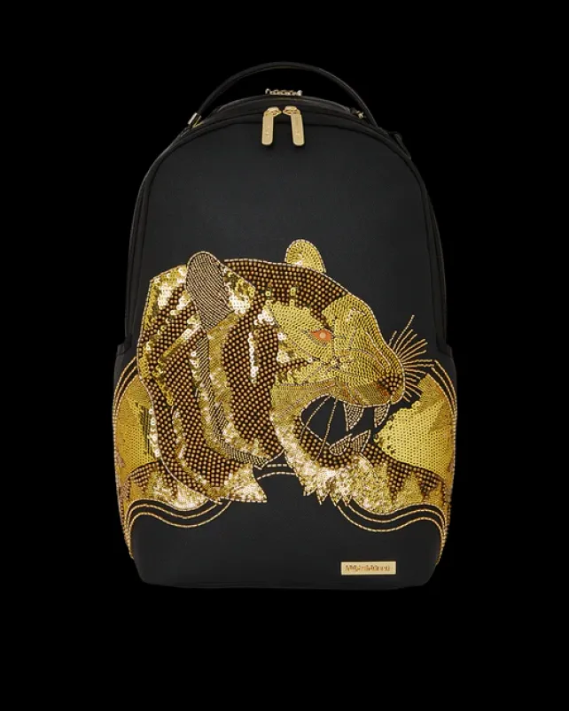 BACKPACKS>SPRAYGROUND A.I.8 AFRICAN INTELLIGENCE GUILDED LEOPARD BACKPACK (DLXV)