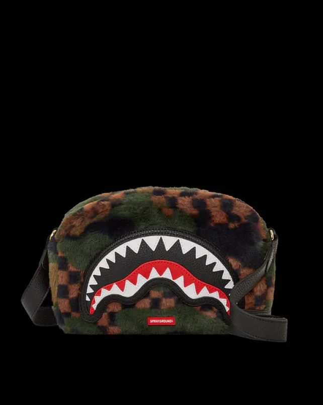 TOILETRIES AKA MONEY BAGS>SPRAYGROUND BIG SKY FUR SHARK MESSENGER BRICK BAG