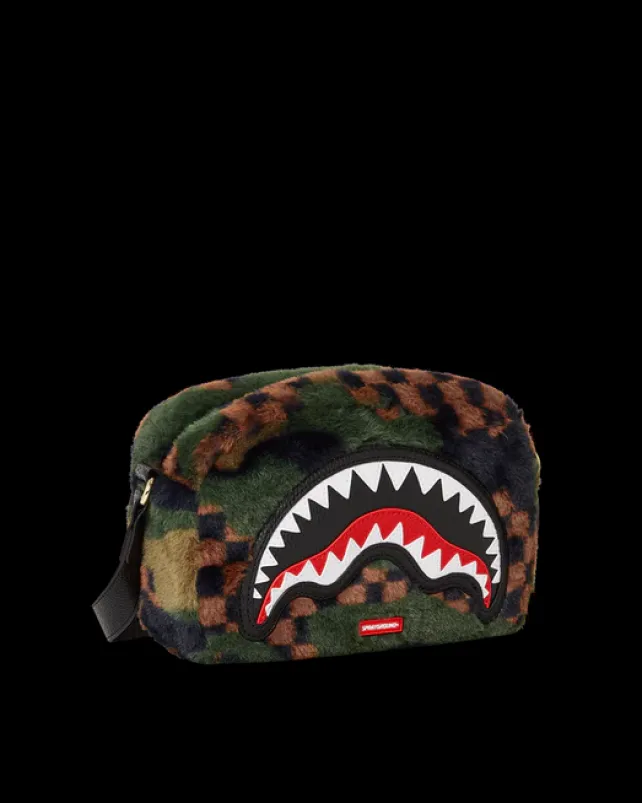 TOILETRIES AKA MONEY BAGS>SPRAYGROUND BIG SKY FUR SHARK MESSENGER BRICK BAG