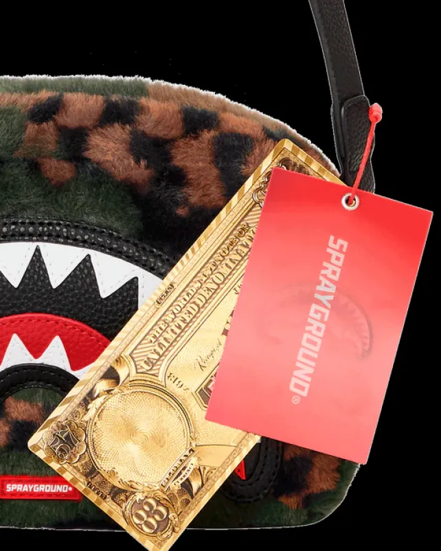TOILETRIES AKA MONEY BAGS>SPRAYGROUND BIG SKY FUR SHARK MESSENGER BRICK BAG