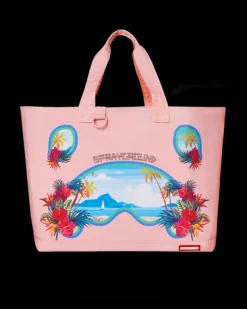 TOTES|BEACH & GYM TOTES>SPRAYGROUND BORA BORA SHARK ISLAND VILLA BEACH TOTE