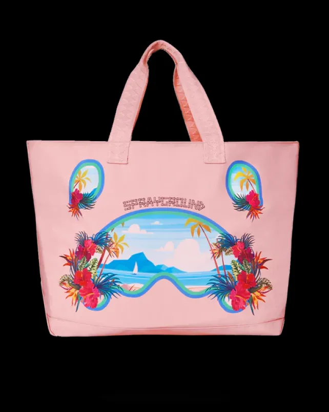 TOTES|BEACH & GYM TOTES>SPRAYGROUND BORA BORA SHARK ISLAND VILLA BEACH TOTE