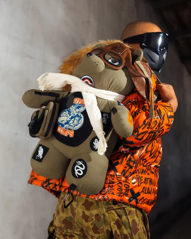 TEDDY BEAR BACKPACKS|BACKPACKS>SPRAYGROUND CALL OF DUTY AVIATOR FEARLESS MONEYBEAR TEDDYBEAR BACKPACK
