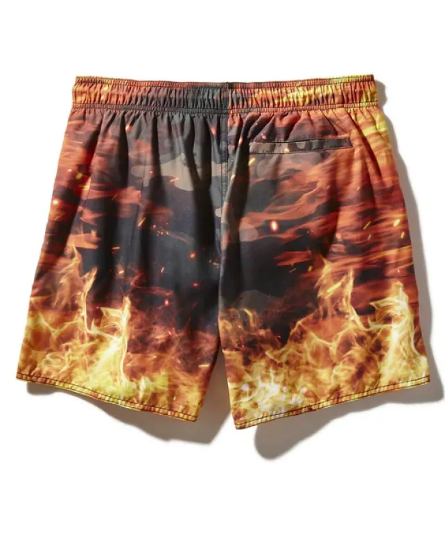 SWIMWEAR>SPRAYGROUND CAMO FIRE SHOTO SWIM TRUNKS