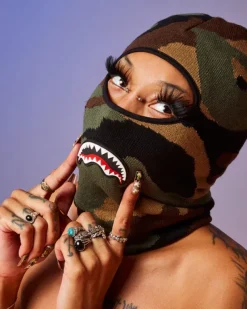 SKI MASKS|COLD WEATHER GEAR>SPRAYGROUND CAMO SHARK SKI MASK