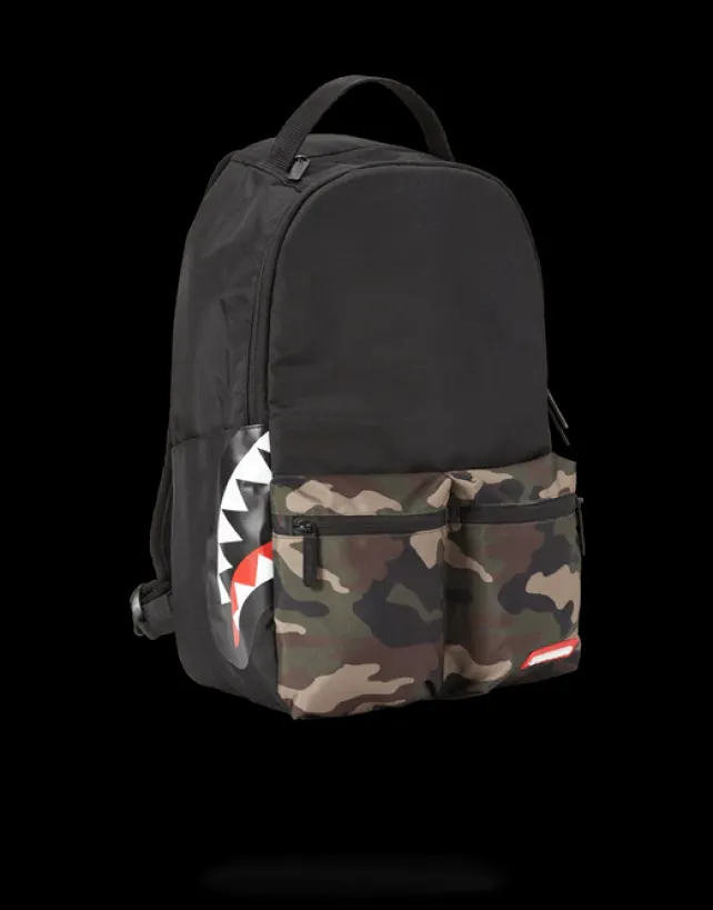 BACKPACKS>SPRAYGROUND CAMO SIDE SHARK DOUBLE CARGO