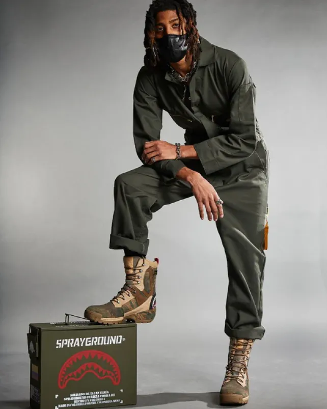 BOOTS>SPRAYGROUND CAMO TERRAIN FUERZA COBRA PARATROOPER BOOTS - MADE IN COLOMBIA NUMBERED 1/280 PAIRS