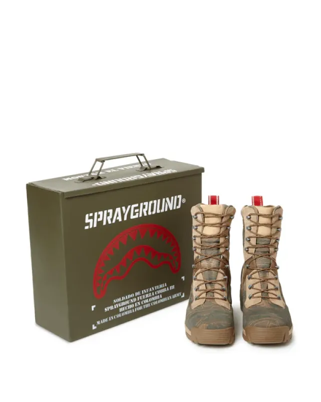 BOOTS>SPRAYGROUND CAMO TERRAIN FUERZA COBRA PARATROOPER BOOTS - MADE IN COLOMBIA NUMBERED 1/280 PAIRS