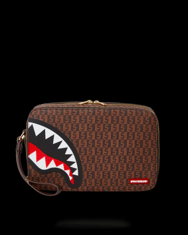 TOILETRIES AKA MONEY BAGS>SPRAYGROUND CASHIN CHECKS TOILETRY BAG