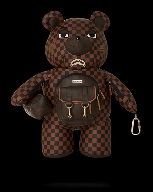 TEDDY BEAR BACKPACKS|BACKPACKS>SPRAYGROUND CHECKMATE ROYALE MONEYBEAR TEDDYBEAR BACKPACK