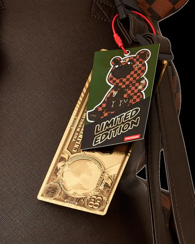 TEDDY BEAR BACKPACKS|BACKPACKS>SPRAYGROUND CHECKMATE ROYALE MONEYBEAR TEDDYBEAR BACKPACK