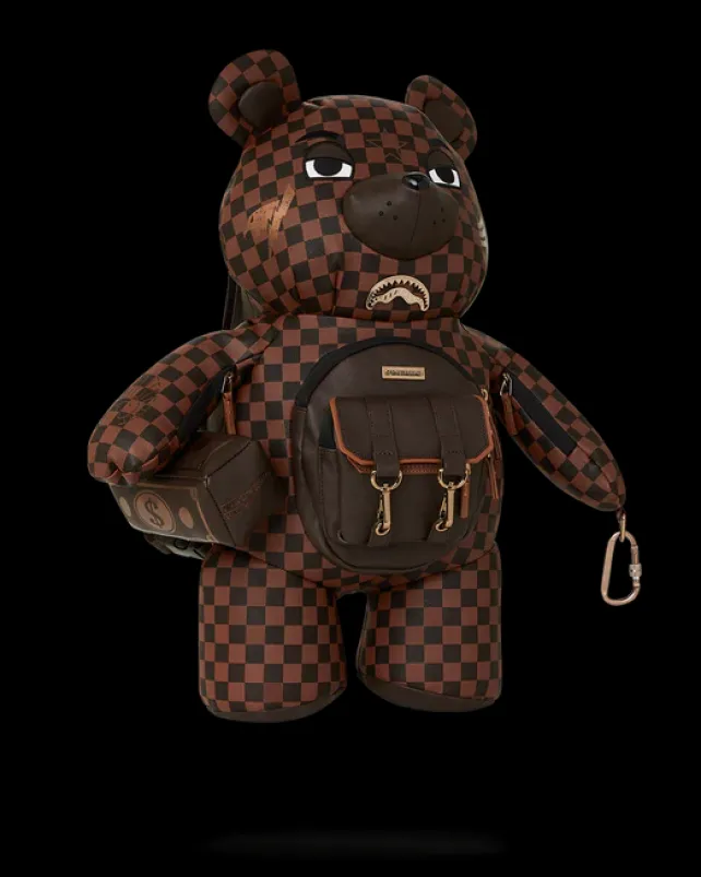 TEDDY BEAR BACKPACKS|BACKPACKS>SPRAYGROUND CHECKMATE ROYALE MONEYBEAR TEDDYBEAR BACKPACK