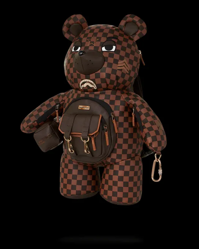 TEDDY BEAR BACKPACKS|BACKPACKS>SPRAYGROUND CHECKMATE ROYALE MONEYBEAR TEDDYBEAR BACKPACK