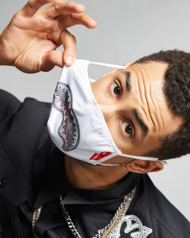 FACE MASKS>SPRAYGROUND CLEARCUT FACE MASK (WHITE)