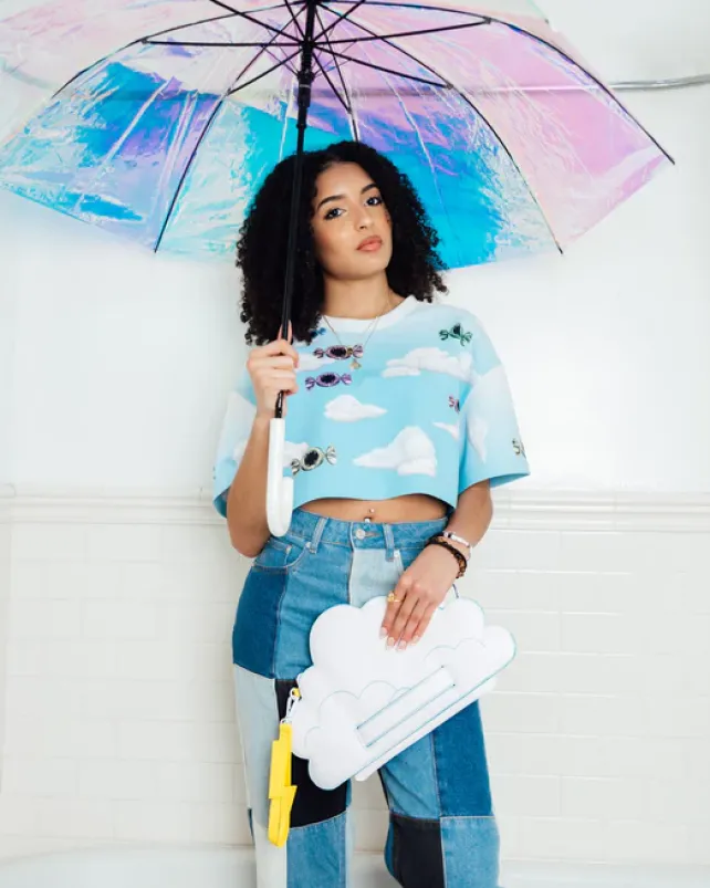 CROSSOVER CLUTCHES>SPRAYGROUND CLOUDY WITH A CHANCE OF SHARK CROSSOVER CLUTCH