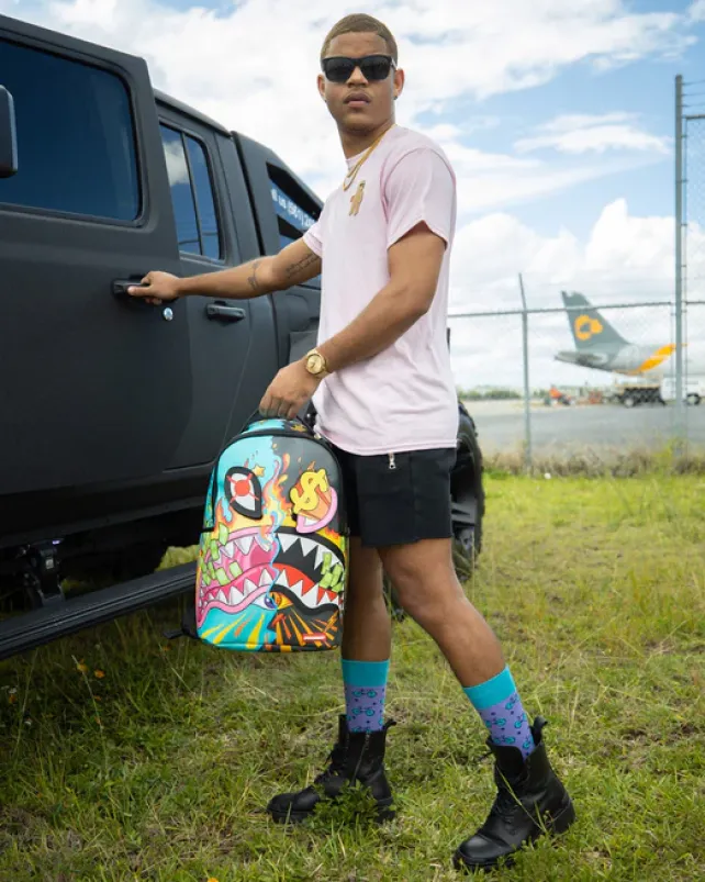BACKPACKS>SPRAYGROUND DAZED u0026 SHARK DOUBLE LIFE (WITH REMOVABLE EYE PATCHES)