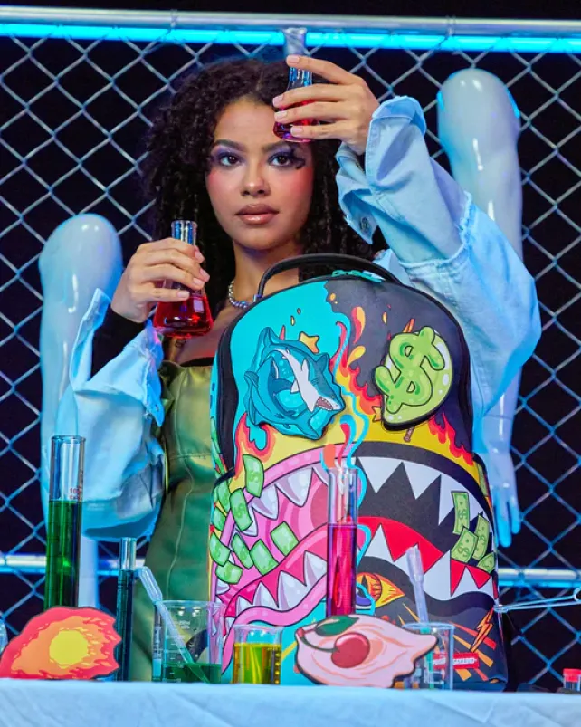 BACKPACKS>SPRAYGROUND DAZED u0026 SHARK DOUBLE LIFE (WITH REMOVABLE EYE PATCHES)