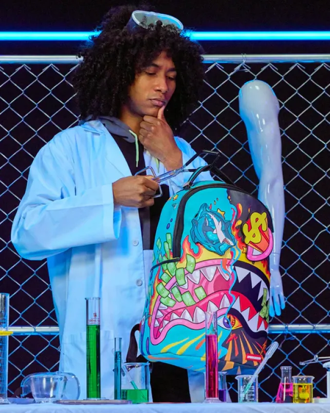 BACKPACKS>SPRAYGROUND DAZED u0026 SHARK DOUBLE LIFE (WITH REMOVABLE EYE PATCHES)