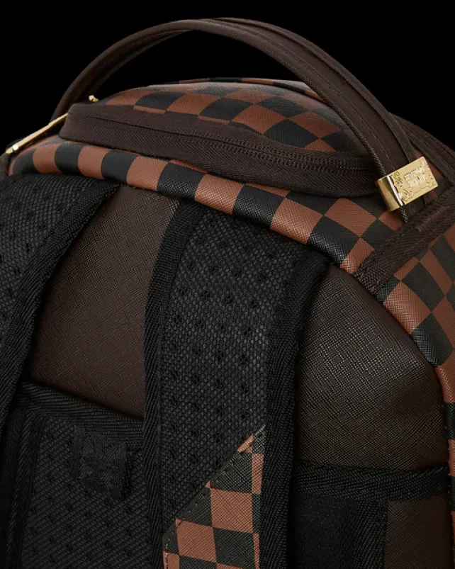 BACKPACKS>SPRAYGROUND EXTERIOR GOLD ZIP POCKET SHARKS IN PARIS BACKPACK (DLXV)