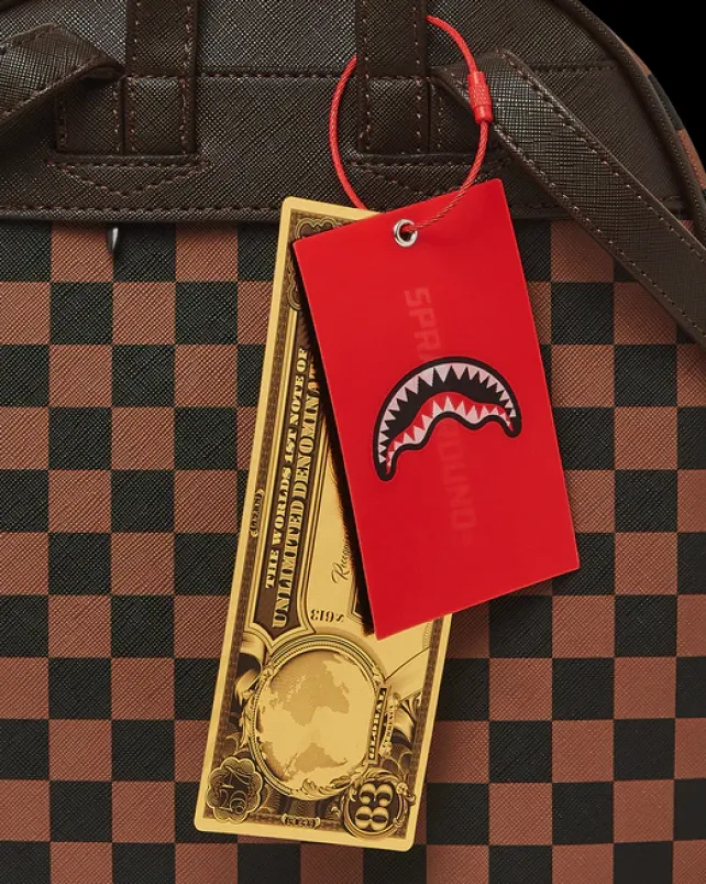 SAVAGES|BACKPACKS>SPRAYGROUND EXTERIOR GOLD ZIP POCKET SHARKS IN PARIS SAVAGE BACKPACK