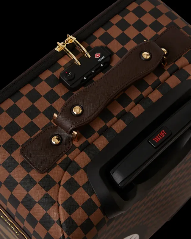 CARRY-ON LUGGAGE>SPRAYGROUND EXTERIOR GOLD ZIP POCKET SHARKS IN PARIS JETSETTER CARRY-ON LUGGAGE