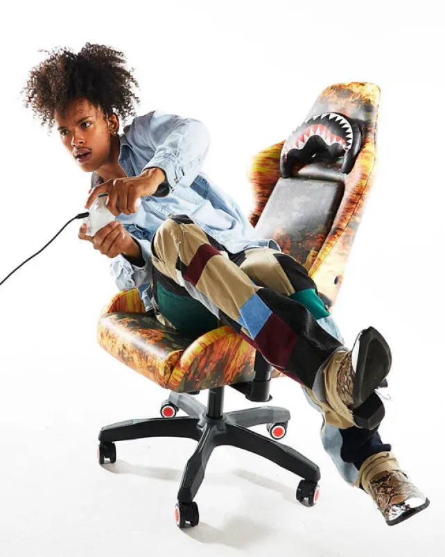 GAMING CHAIRS>SPRAYGROUND FIRE CAMO GAMING CHAIR - SUPER RARE