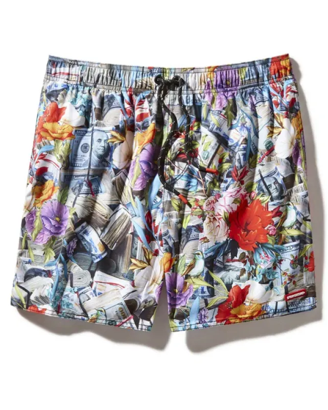 SWIMWEAR>SPRAYGROUND FLORAL MONEY SHOTO SWIM TRUNKS