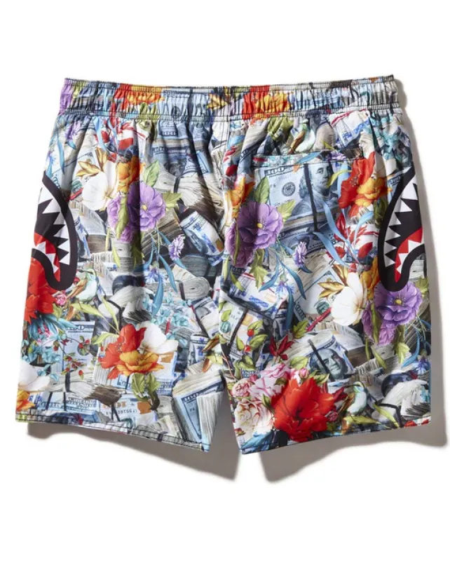 SWIMWEAR>SPRAYGROUND FLORAL MONEY SHOTO SWIM TRUNKS
