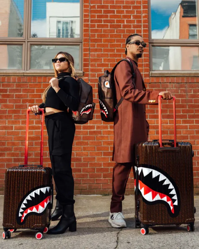 CARRY-ON LUGGAGE>SPRAYGROUND FRENZY SHARKS SHARKNAUTICS HARDSHELL CARRY-ON LUGGAGE