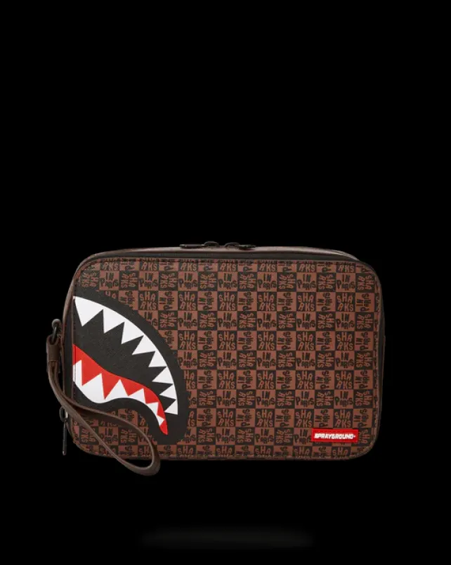 TOILETRIES AKA MONEY BAGS>SPRAYGROUND FRENZY SHARKS TOILETRY BAG