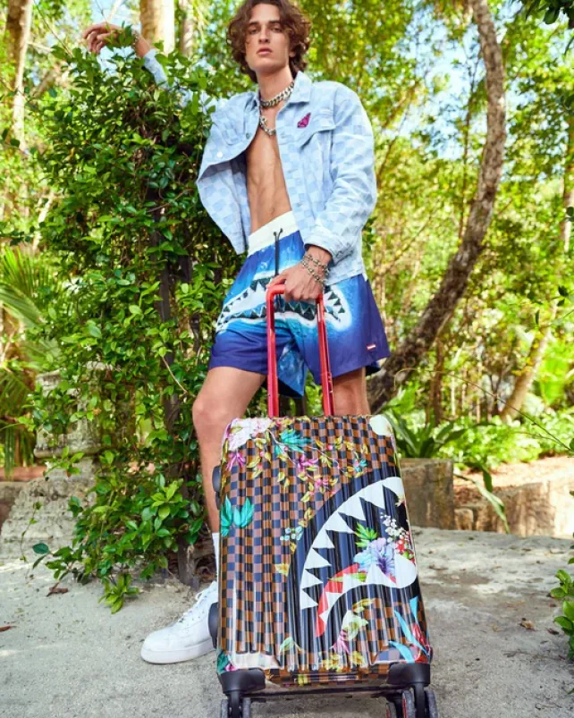 CARRY-ON LUGGAGE>SPRAYGROUND GARDEN OF SHARKS SHARKNAUTICS HARDSHELL CARRY-ON LUGGAGE