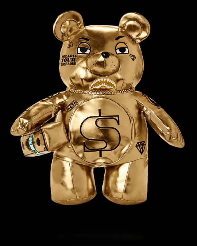 TEDDY BEAR BACKPACKS|BACKPACKS>SPRAYGROUND GOLD RUSH MONEYBEAR TEDDYBEAR BACKPACK