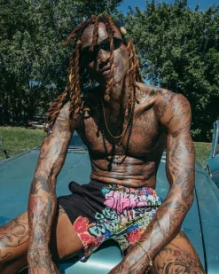 SWIMWEAR>SPRAYGROUND HALF GRAFF SHOTO SWIM TRUNKS